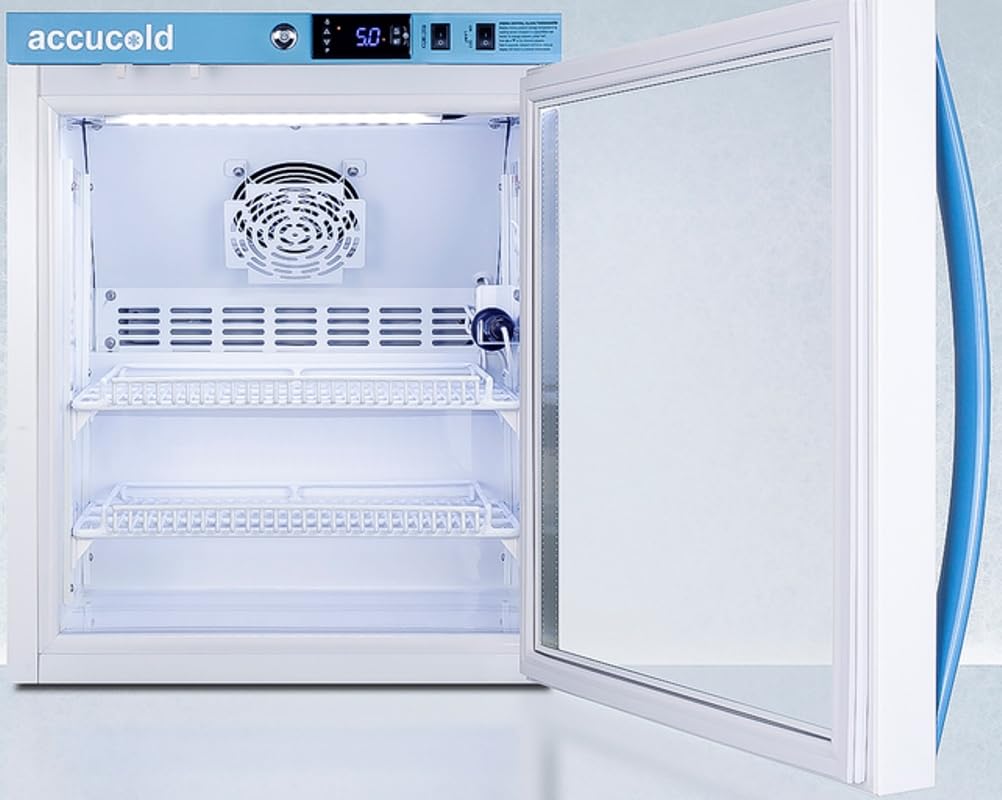 Summit Appliance ARG2PVDL2B Performance Series 2 Cu.Ft. Countertop Glass Door All-Refrigerator, White, Auto Defrost, Digital Data Logger, Password Protection, Access Port, 22.25"H x 18.5"W x 23.25"D