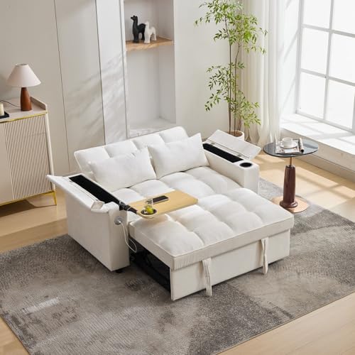 EURHCIO Canapé d'angle Convertible 2 Places,Petit Canape 2 Places avec Dossier Réglables,Tablette Rabattable,Port USB,Porte-gobelet,pour Salons,Chambres...