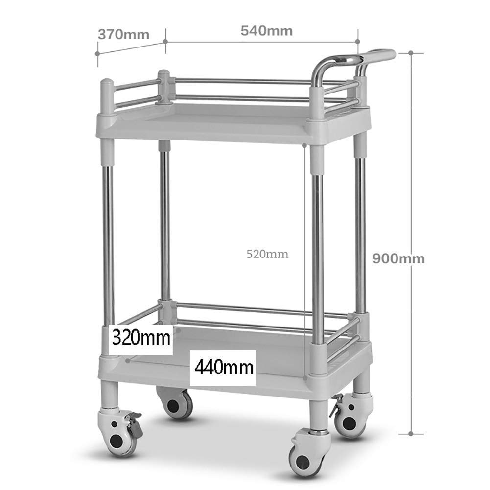Carrelli Mobili, Carrello per Uso Domestico Small 2 Tiers Carrello Delle Attrezzature Mediche con Ruote Del Freno Universale, Carrello Di Rotolamento Del Salone Di Bellezza Dell'Acciaio Inossid