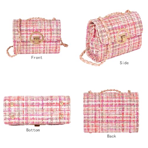 Women Tweed Purses Lattice Clutch Crossbody Bag Trendy Ladies Evening Square Shoulder Bag with Chain Designer Purses2