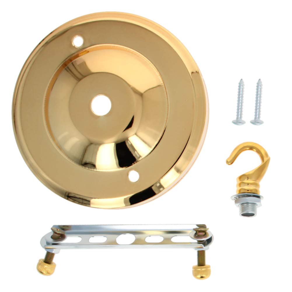 Othmro Pendant Light Fitting, Ceiling Rose Light Holder 4.13"/10.5cm Dia, Ceiling Pendant Plate Holder for Hanging Lamps and Lanterns - Gold 1pc