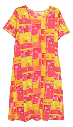 Image of LA CERA Women's Casual Cotton Knit Summer Dress, A-Line Hem, Scoop Neckline, Short Sleeves with Side Pockets