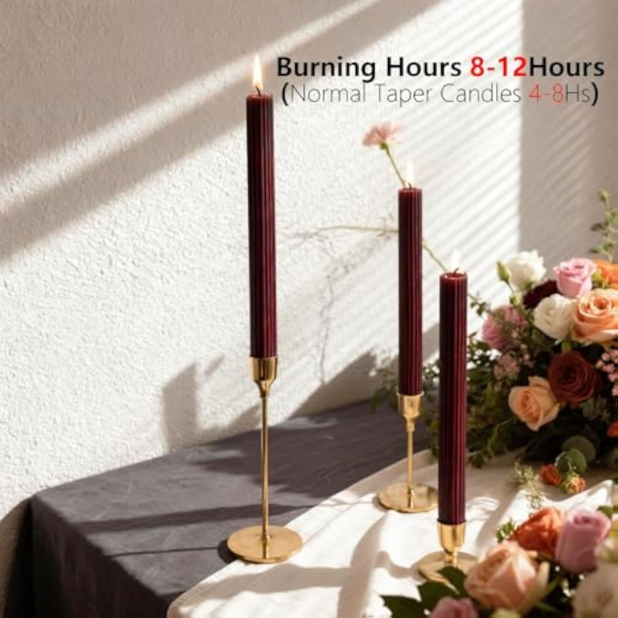 Premium Unscented Ribbed Wick Taper Candles - 2 Pack