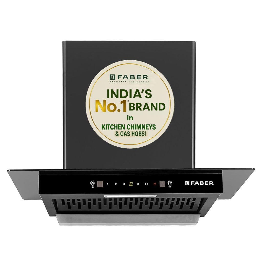 Ignis 60cm 1500m³/hr Autoclean T-Shape Kitchen Chimney | Touch&Gesture Control | Filterless | BuiltIn Oil Collector | 12Yr Motor,2Yr Comprehensive Warranty by Faber|Hood IGNIS IN XL HCSC FL BK60