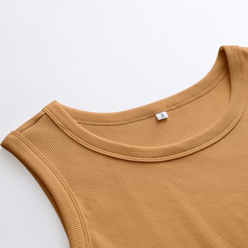 Image of ANRABESS Womens Sleeveless High Neck Tank Tops Fashion Summer Casual Basic Slim Fit Ribbed Racerback Top Shirt Clothes
