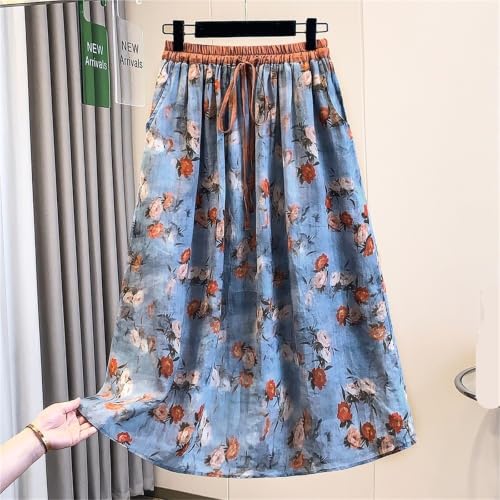 Jupe à fleurs taille élastique ample pour un confort sans serrer - 3