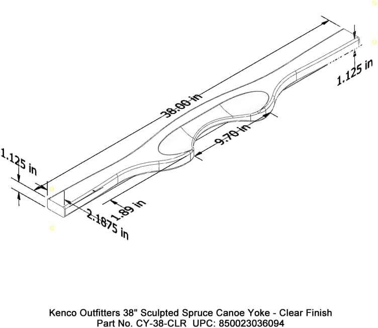 Kenco Outfitters 38" Sculpted Spruce Canoe Carrying Yoke