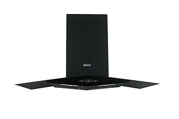 Carysil Crystal 90 cm 1200 m3/hr Auto Clean Chimney - Crystal 90 BF, Baffle Filter, Soft button control, Black body/black Glass, Oil Collector