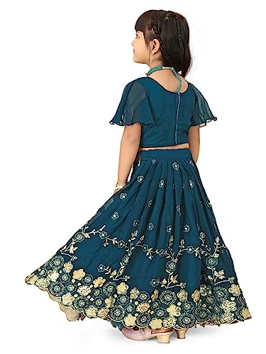 Image of Georgette Embroidered traditional Readymade Lehenga Choli For Kids Grils