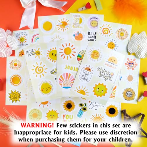 Image of 100Pcs Small Sunshine Stickers, Sun Stickers and Decals for Laptop and Water Bottles, You are My Sunshine Decals and Party Favors, Sun Birthday Party Decorations, Gifts for Women & Men