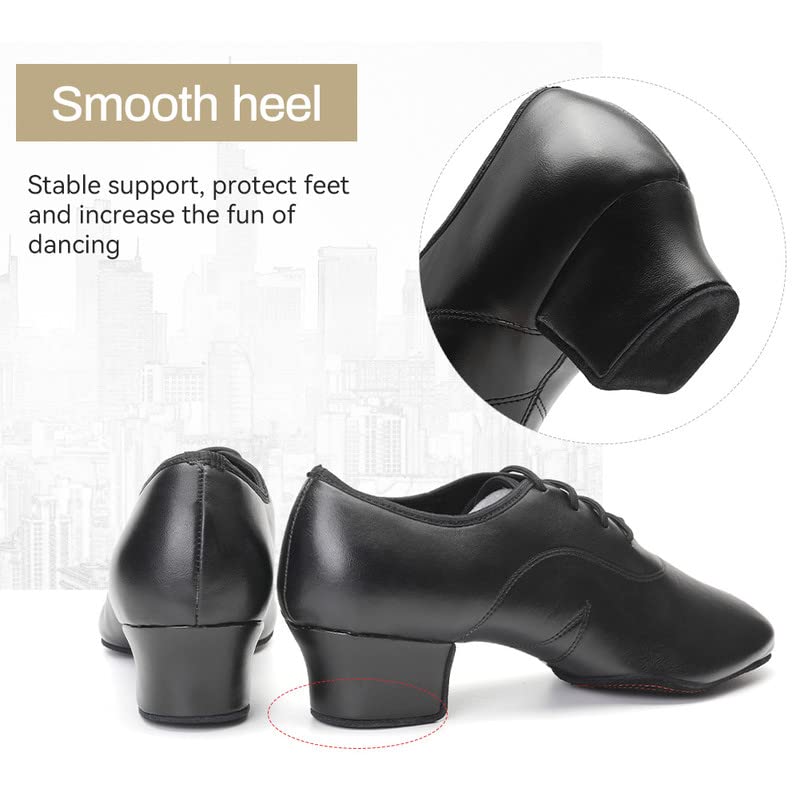 JUODVMP Herren Tanzschuhe für Tanz Modern Lateinisch Jazz Salsa Tango Ballsaal aus Atmungsaktiv Leder 3.5 cm Praxis Schuhe,Modell WLL518-2 - Image 6