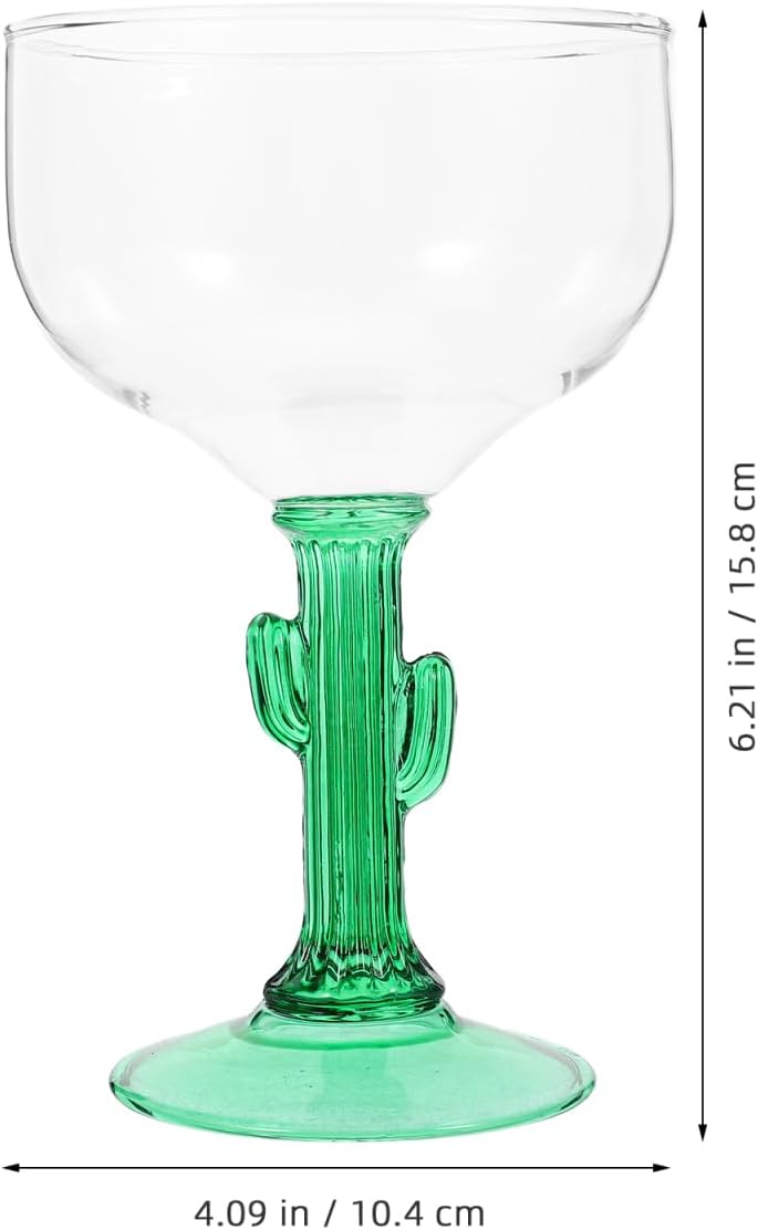 Hemoton 2Pcs Cactus Margarita Glasses 4Oz Cocktail Glass Stemware for Summer Parties Beach Luau Mexican Cinco De Mayo Drinkware - Image 2