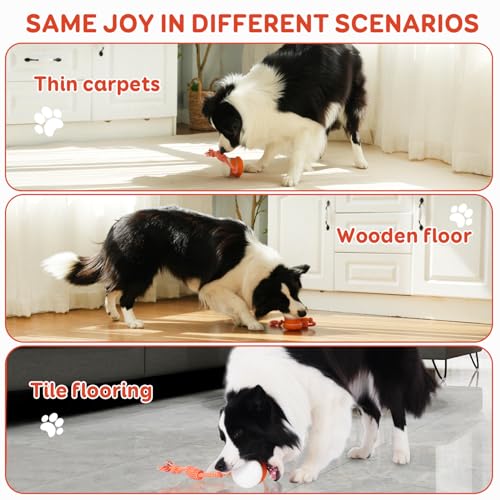 Interactive-Dog-Ball-Random-Path-Electric-Automatic-Moving-and-Rolling-Dog-Toy-with-Rope-for-Small-Medium-Large-Dogs-Motion-Activated-Dog-Stimulation-Toy-for-Boredom-Relief-Orange-Red