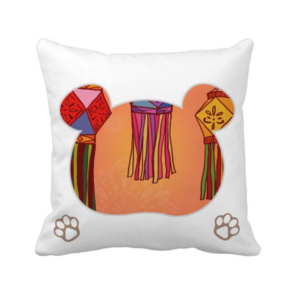 Housse de coussin lanterne chinoise colorée Ours carrée pour raviver un canapé terne