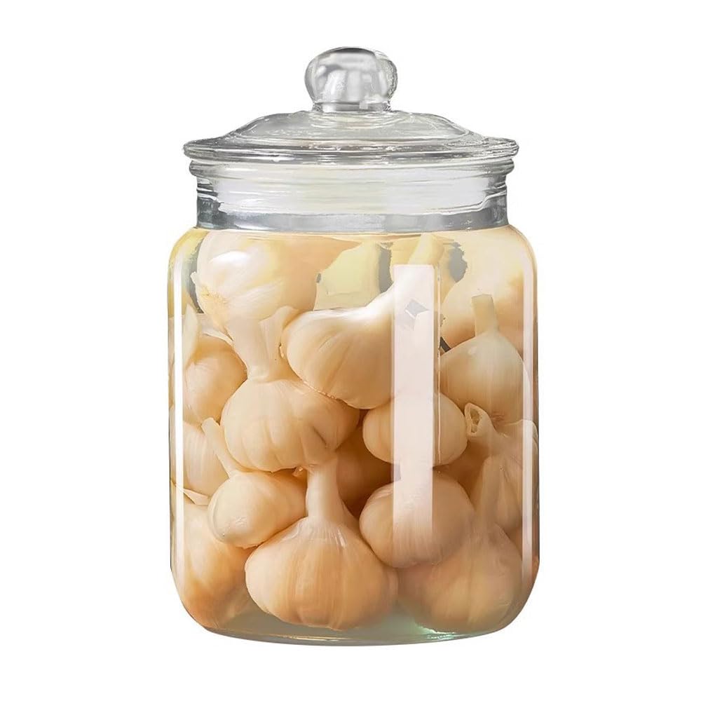 WINAKUI Glass Cookie Jars, Large Glass Candy Jar with Lids Airtight Snack Jars, Decorative Apothecary Canisters Clear Glass Container for Cookie, Dog