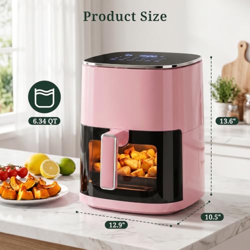 Image of Air Fryer, 6QT Airfryer with Viewing Window, 12-in-1 Digital Air Fryer Oven, 400F Fast Heating, Nonstick & Dishwasher Safe Square Basket, Air Fry, Roast, Bake, Reheat, Dehydrate for Family Meals