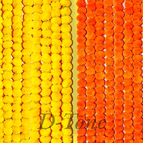 Best Artificial Flower Garlands: Festive Floral Decor 45 D-tone 10 Pcs Decorative Marigold Garlands Mala Artificial Flower...