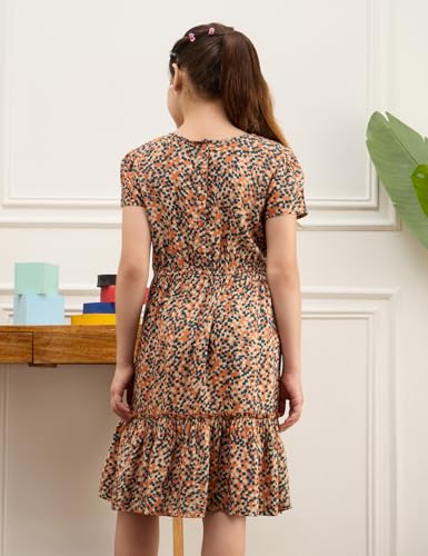 Image of Amazon Brand - Symbol Girls Fit and Flare Printed Rayon Dress | Age 6-14 Years