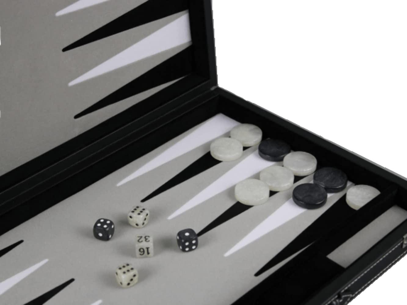 Leather Backgammon Set Graphene Grey- 15"