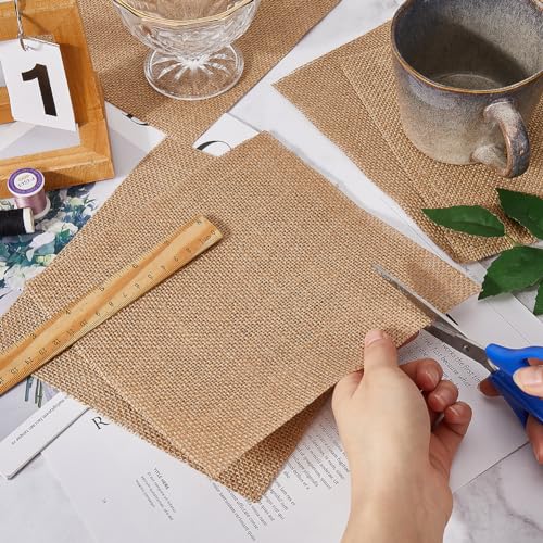 GORGECRAFT 10pcs Natural Burlap Fabric 20 * 20cm Burlap Squares Multipurpose Burlap Centerpiece Rectangle Burlap Placemats Farmhouse Gardening Country Crafts for Christmas Wedding Kitchen Table Decor - Image 3