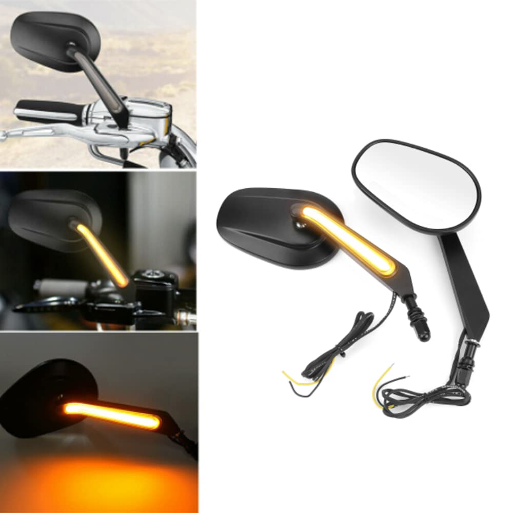 Baceyong 2 lusterko motocyklowe z kierunkowskazem LED do H-arley-David-son, regulowane lusterko wsteczne w kolorze czarnym aluminium HD