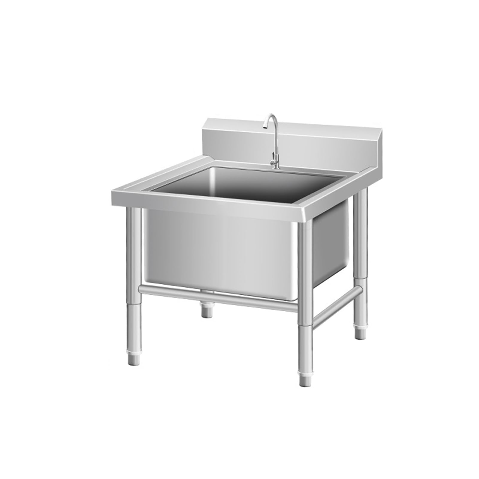 ZTCHSENZT Stainless Steel Commercial Floor Mop Sink with Backsplash, Freestanding Utility Basin for Indoor and Outdoor Use in Kitchen, Laundry, and Industrial Settings,9-50 * 50cm