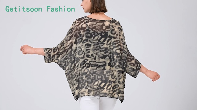 Women's Loose Alicia Floral Print Chiffon Blouse Batwing Blouses