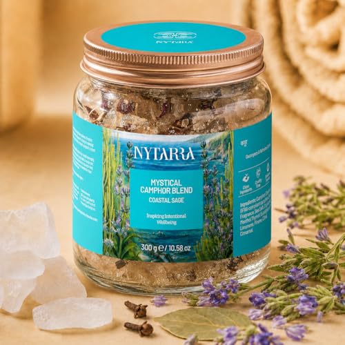 Image of Nytarra Mystical Camphor Blend - Coastal Sage 300g | Original Pure Camphor Infused with Herbs & Spices | Diffuser-Friendly Botanical Blend | Clean Aroma | Modern Twist on Traditional Puja Rituals