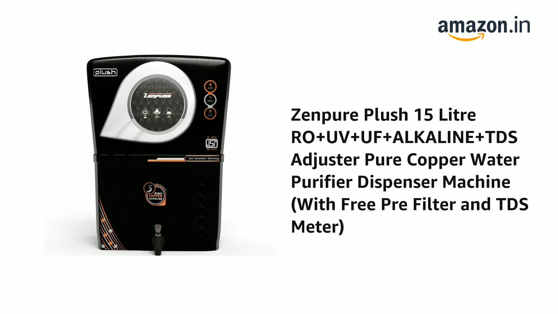 ZENPURE With DEVICE Plush 15 Lph Aqua Copper Alkaline Ro + Uv + Uf