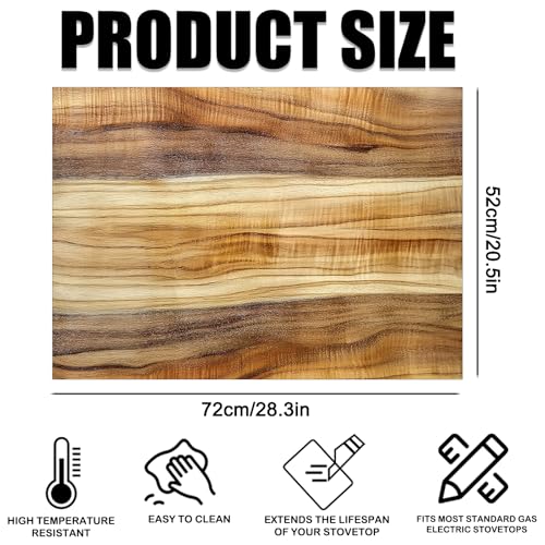 Image of Nuxovilar Stove Top Cover for Electric Stove, 20x28 Inch Polyester Glass Cooktop Protector with Wood Grain Texture Design, for Kitchen Decor & Daily Use