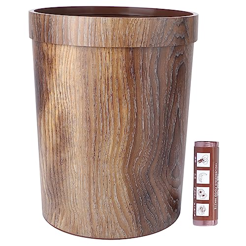 Basurero de cocina estilo vintage con diseño de madera