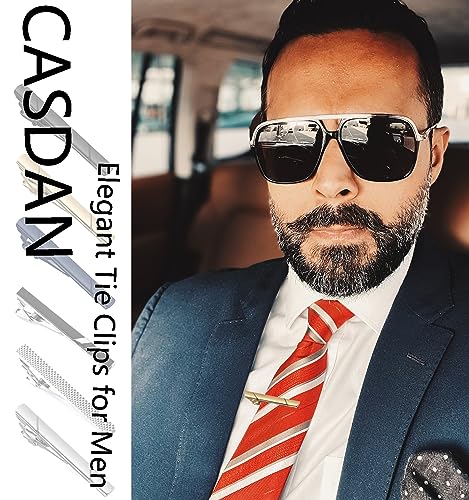 CASDAN Men's Cufflinks and Tie Clips Set for Men Classic Tie Bar Clip Necktie Clip Tuxedo Shirt Cuff Links Set for Wedding Business and Daily3