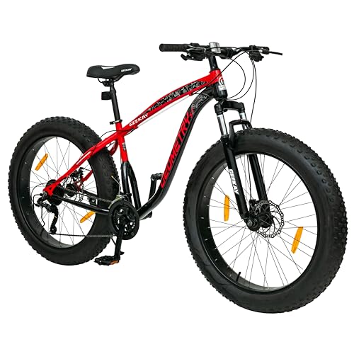 Geekay Geometry ST 26T 21 Speed Shimano Gears with Front Suspension, Dual Disc Brakes Fat Bike for Men (Black Red, 12+ Years, 26 x 4.0 Fat Tyres, 17.5 Inches Frame) (B0D8Q4FQR4) Amazon Price History, Amazon Price Tracker