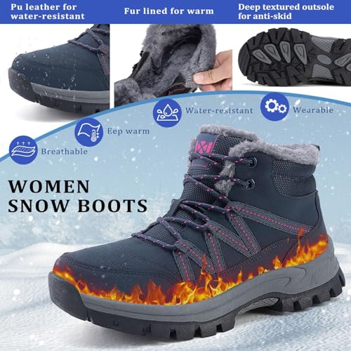 Moodeng Women Winter Boots Warm Comfortable Outdoor Ankle Boots Lace Up Hiking Boots Non-Slip Trekking Shoes4