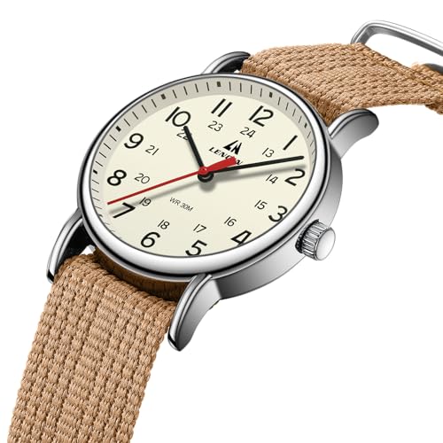 Image of LN LENQIN Mens Watches Unisex Military Sport Nylon Strap Stylish Luminous Fashion Analog Quartz Watch for Men Waterproof Army Tactical Casual Wristwatch