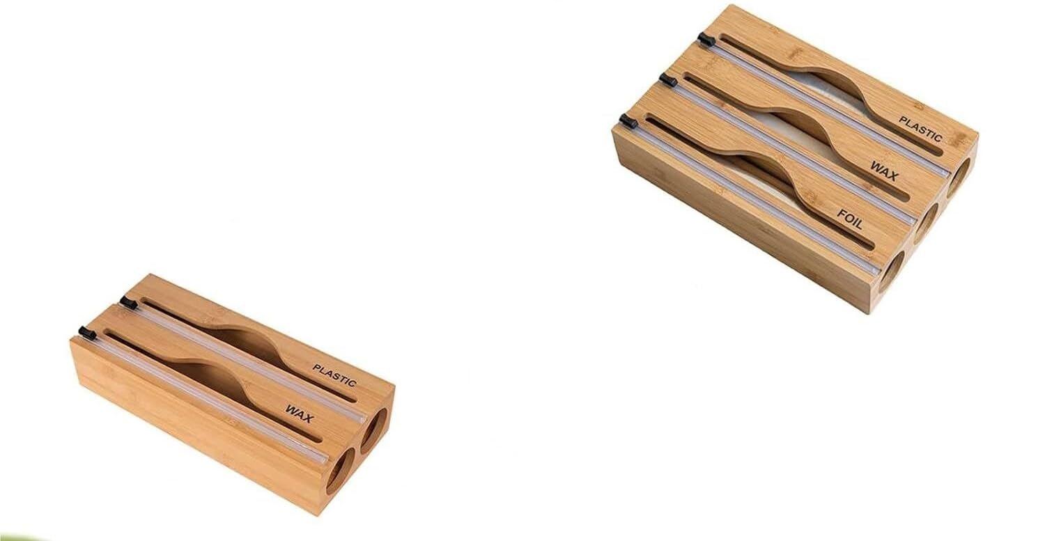 Dozownik folii, dozownik folii spożywczej, dozownik i obcinacz, dozownik folii aluminiowej, folii plastikowej i papieru woskowanego do szuflady kuchennej/montaż na ścianie(White,3 IN 1)