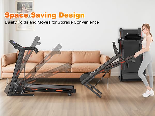 Image of 15% Auto Incline Folding Electric Treadmill, 3.25HP, 8.5 MPH Max Speed, 400LBS Heavy Duty Capacity for Home & Office
