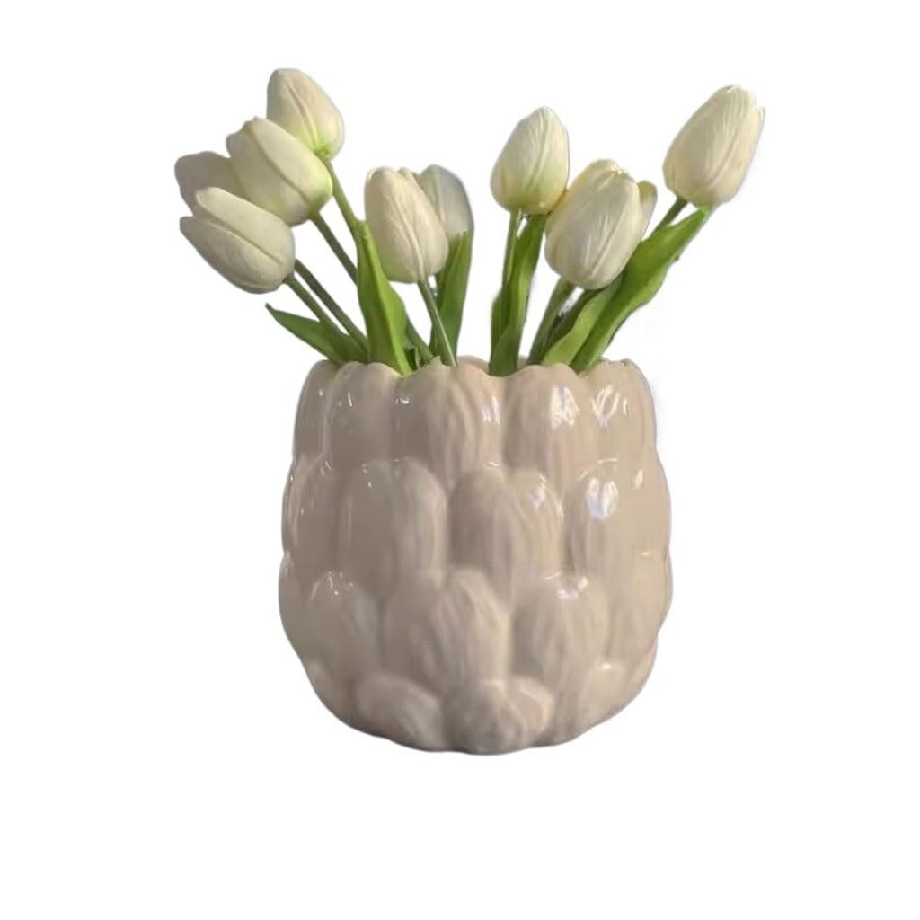 Gelasige B Flower Pots Literary And Simple Handmade Ice Crack Glaze Flower Pots Reathable Indoor Alcony Large Diameter Green Plant Potted Outdoor Flower Pots(B)