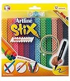 Artline Stix Brush Markers pens 12 Assorted Color Set, Calligraphy and Hand-lettering, Build and Draw Connecting Markers