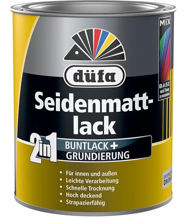 düfa 2in1 Seidenmattlack Reinweiß 2,5 Liter weiß matt Lack + Grundierung │ für Innen- und Außenbereich