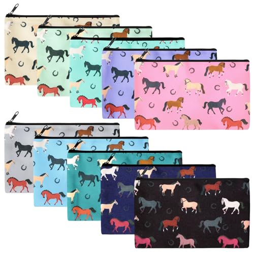 Reginary 20 Pcs Horse Gifts for Women Horse Makeup Cosmetic Bags Gifts Bags Zipper Purse Travel Toiletry Organizer Western Accessorie for Women Cowgirls Birthday Coworkers