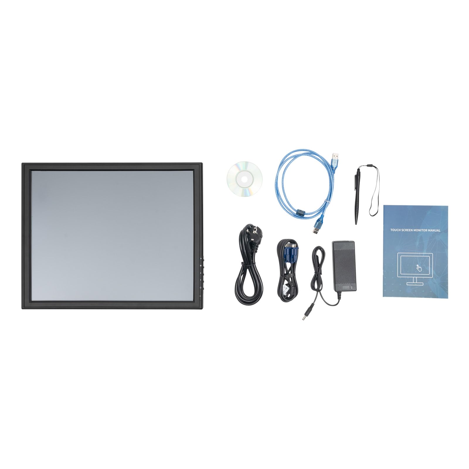 Monitor portátil, pantalla táctil, pantalla táctil de 17 pulgadas, resolución de 1280 x 1024, resistente de 4 cables, conexión USB/VGA, para POS/cajero/gastronomía, incluye lápiz y cable de