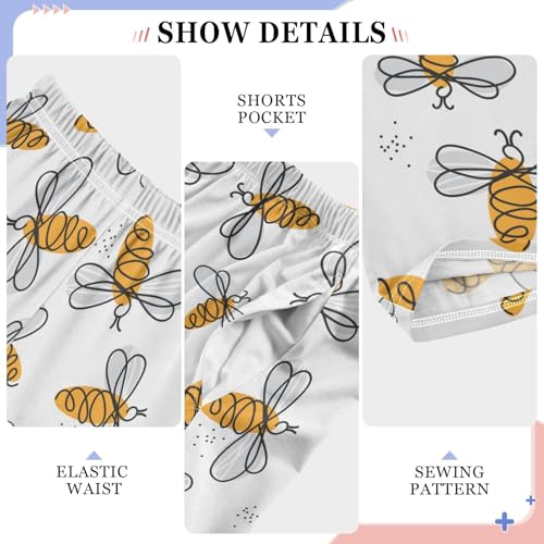 ZZXXB Cartoon Bee Boys Long Pants Soft Trousers Elastic Waist Kids Lounge Bottoms with Pockets S-XL4