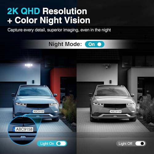 Outdoor Floodlight Camera with AI Detection, 2K HD Video, Color Night Vision