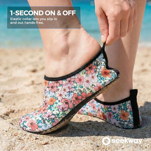 Image of SEEKWAY Water Shoes Women Men Adult Quick-Dry Aqua Socks Barefoot Non Slip for Beach Swim River Pool Lake surf Black SK002(U)