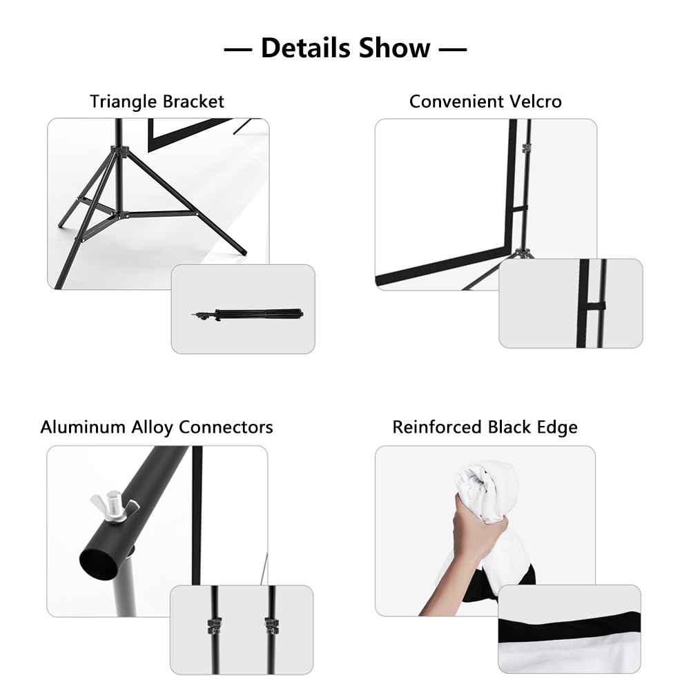 Schermo Cinematografico per Esterni 4K HD e Supporto, Schermo per Proiettore Pieghevole Anti-Crease 100" 120" 16:9 con treppiede(120" (16:9))