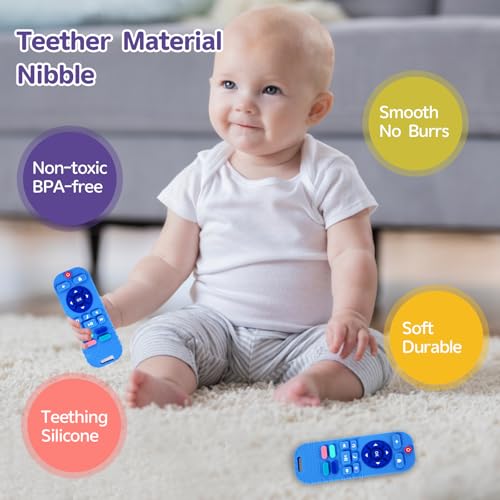 Image of Hooku Silicone Teething Toys for Babies 0-6 Months, Teethers for Babies 6-12 Months, Remote Teether for Baby, Sensory Toys for Babies, Baby Chew Toys
