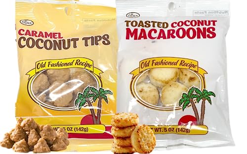 Toasted Coconut Macaroons and Caramel Coconut Tips | Delicious Crown Old Fashioned Recipe Candy | Gluten Free | Birthday, Anniversary, Halloween, Christmas Holidays | Bundled in a Soko Smiles Bag.