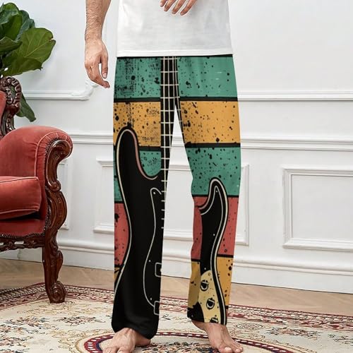 Vintage Bass Guitar Men's Pajama Pants Lightweight Pjs Bottoms Sleep Lounge Pant with Pocket Drawstring3