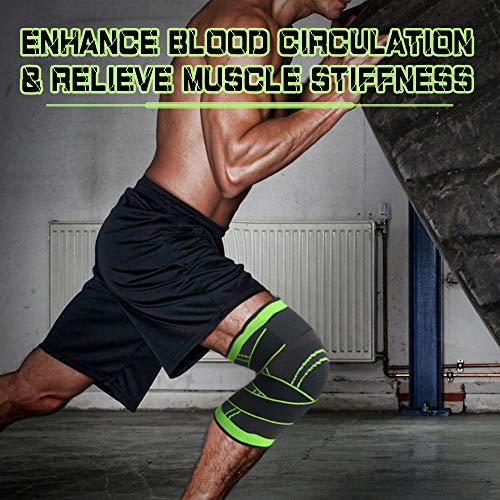 Joelheira, Romacci Homens e mulheres par de joelheiras de malha alças ajustáveis ​​suporte manga de